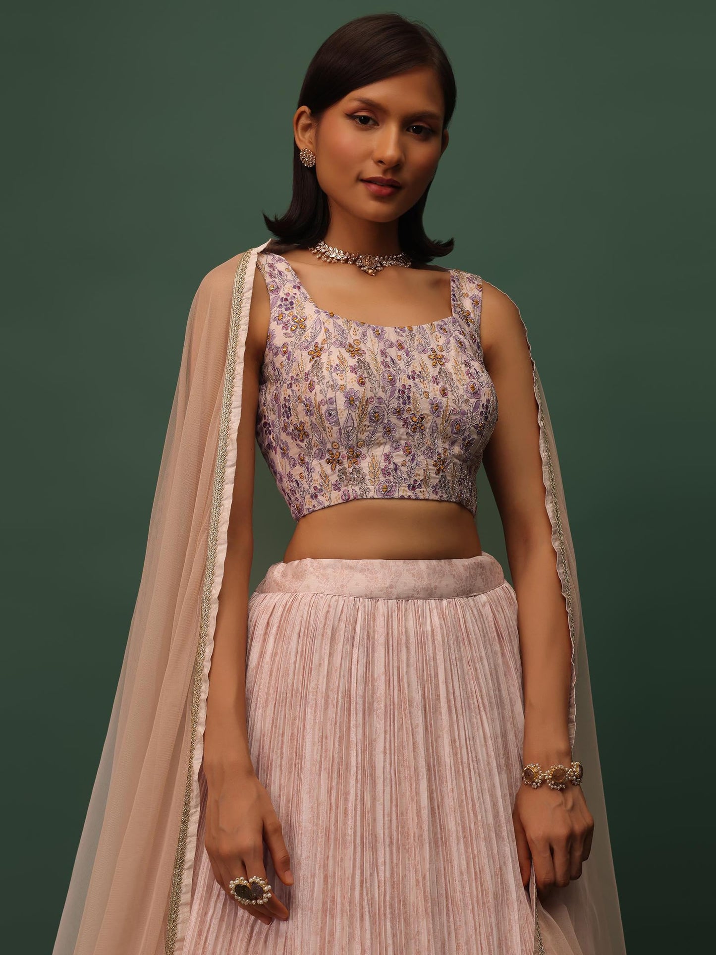 Zeel Clothing Womens Georgette Semi-stitched Digital Print Mirror Hand Work Lehenga Choli with Dupatta (5100-Beige-Wedding-Stylish-Lehenga-Choli; Free Size)