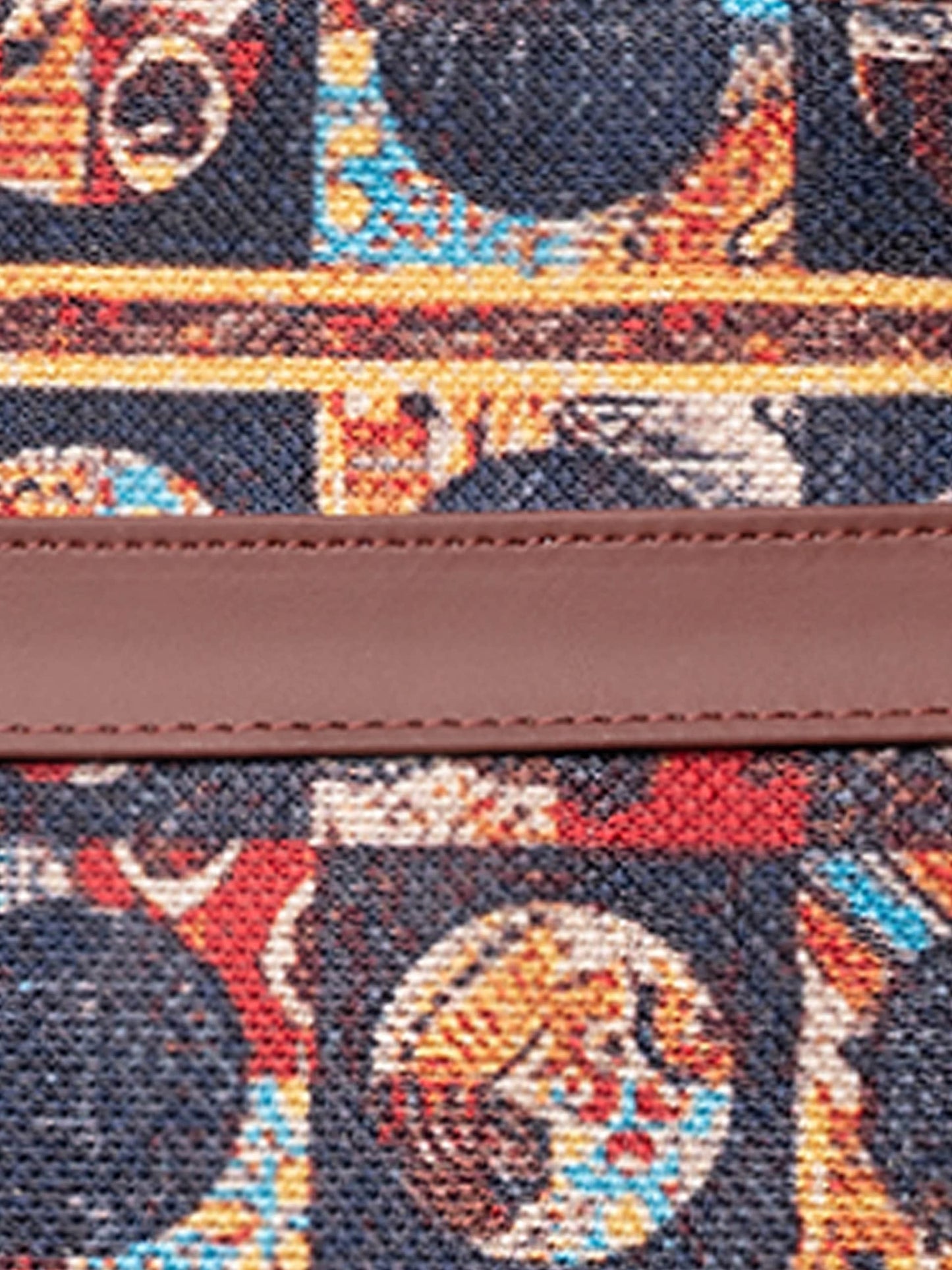 ZOUK African Art Abstract Printed Women's Jute Handcrafted Vegan Leather Multicolor Statement Office Shoulder Bag