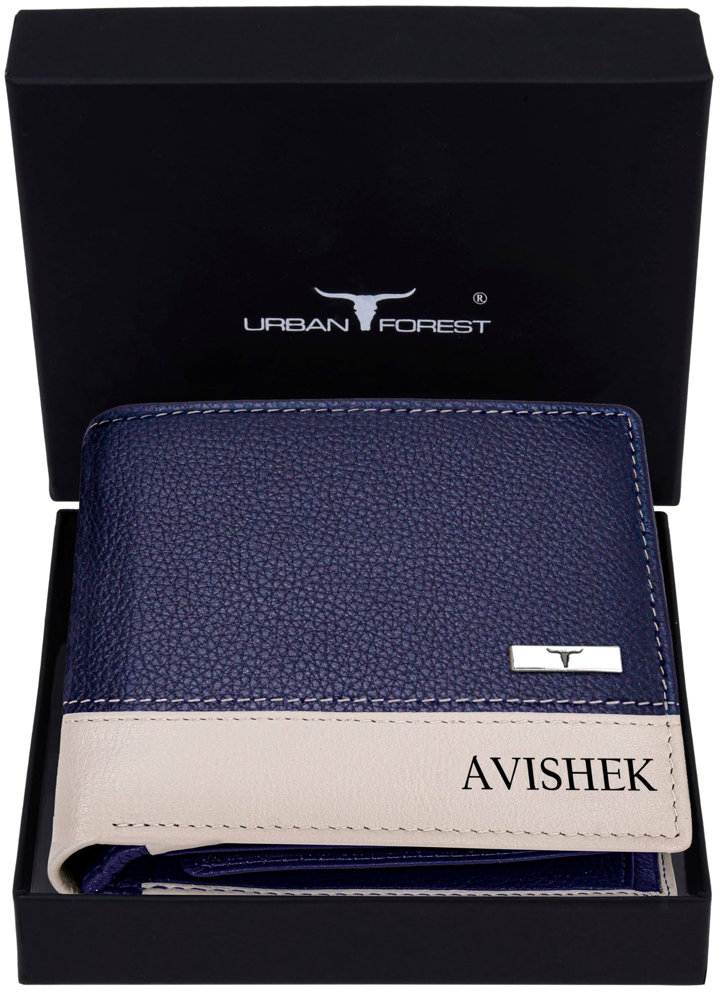 URBAN FOREST Samuel Custom Blue/Sand Leather Wallet for Men