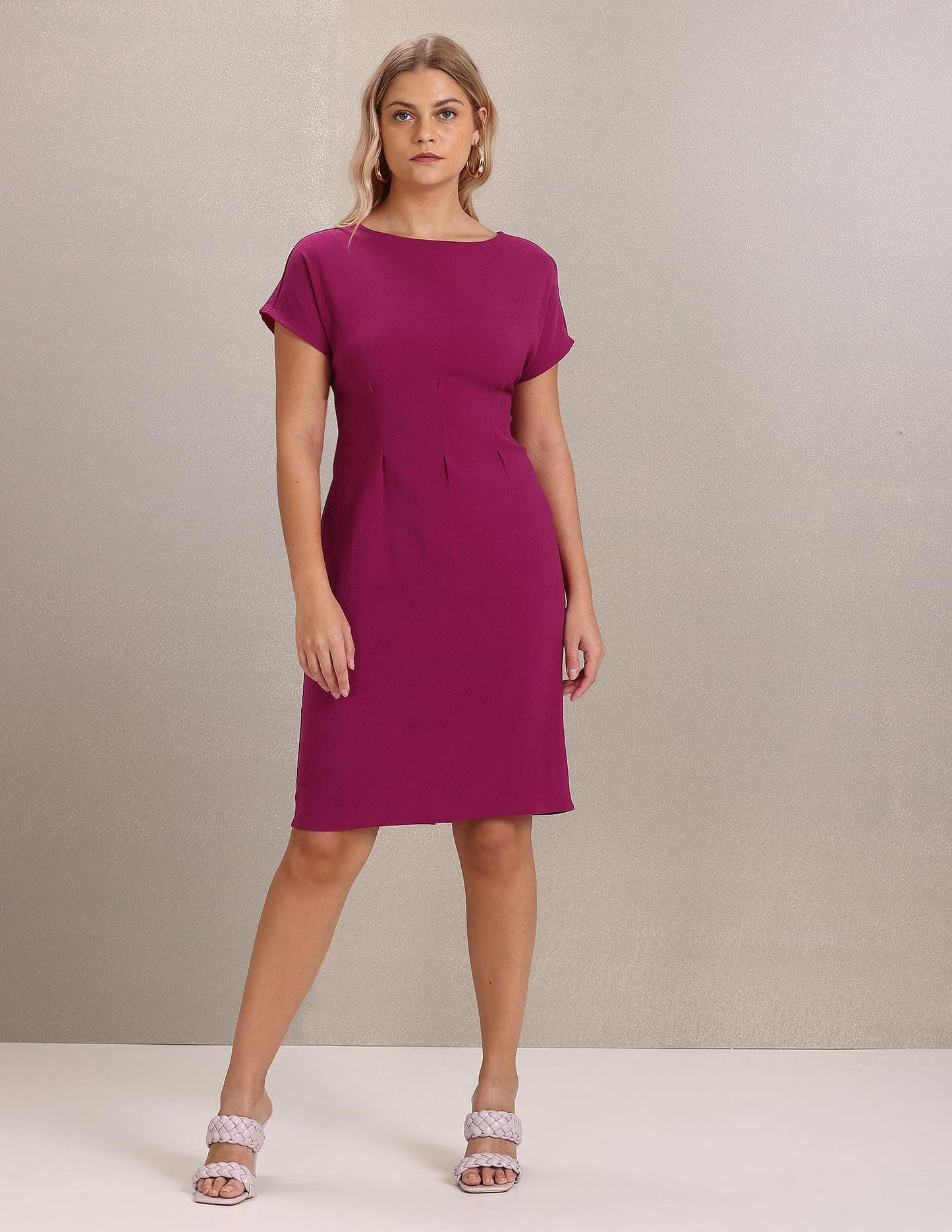 U.S. POLO ASSN. Women's Polyester Sheath Knee-Length Dress (UWAW22DRS041_Dark Pink