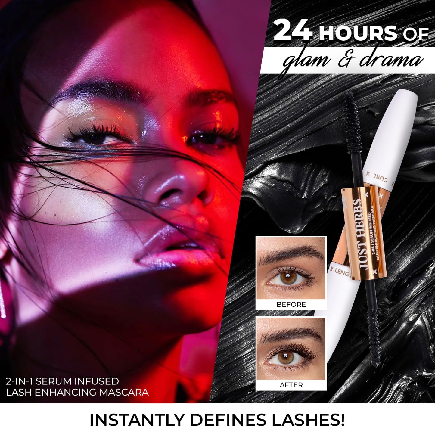 Just Herbs 2-in-1 Serum-infused Lash Enhancing Mascara Castor Oil + Coconut Oil 8g