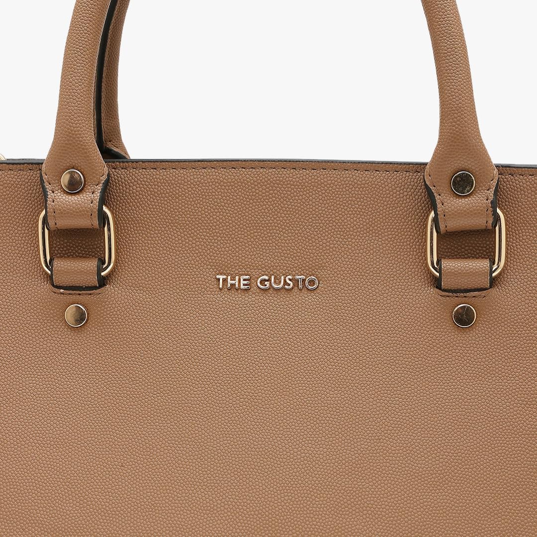 The Gusto Womens Elora - Premium Satchel Hand Bag | Cross-Body Sling Bag With Detachable & Adjustable Sling Strap, Brown