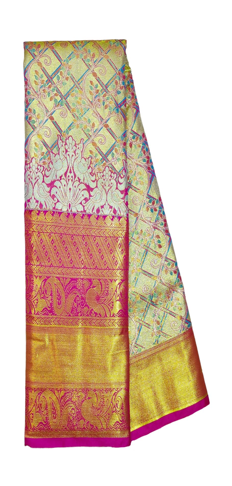 VFCollections Women's Kanchipuram Silk Pure Pattu Sarees With Blouse (VFC534-1)