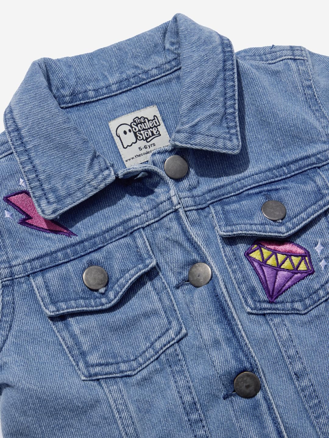 The Souled Store Originals : Magical Charm Denim Girls Long Sleeve Oversized Fit Cropped Denim Jackets