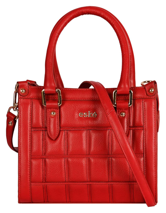 eske Viviana Leather Handbag for Women | Genuine Cosmos Leather Shoulder Bag | Detachable Sling Strap | Zip & Slip Pockets | Adjustable Crossbody Tote for Daily, Office & Casual Use