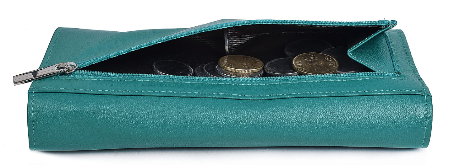 URBAN FOREST Natalie Light Blue Womens Leather Wallet