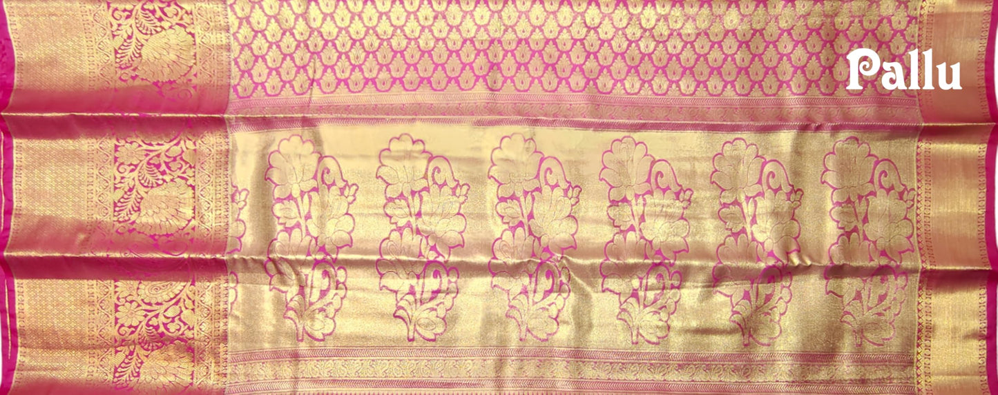 VFCollections Women's Kanchipuram Silk Pure Pattu Sarees With Blouse (VFC634-2)