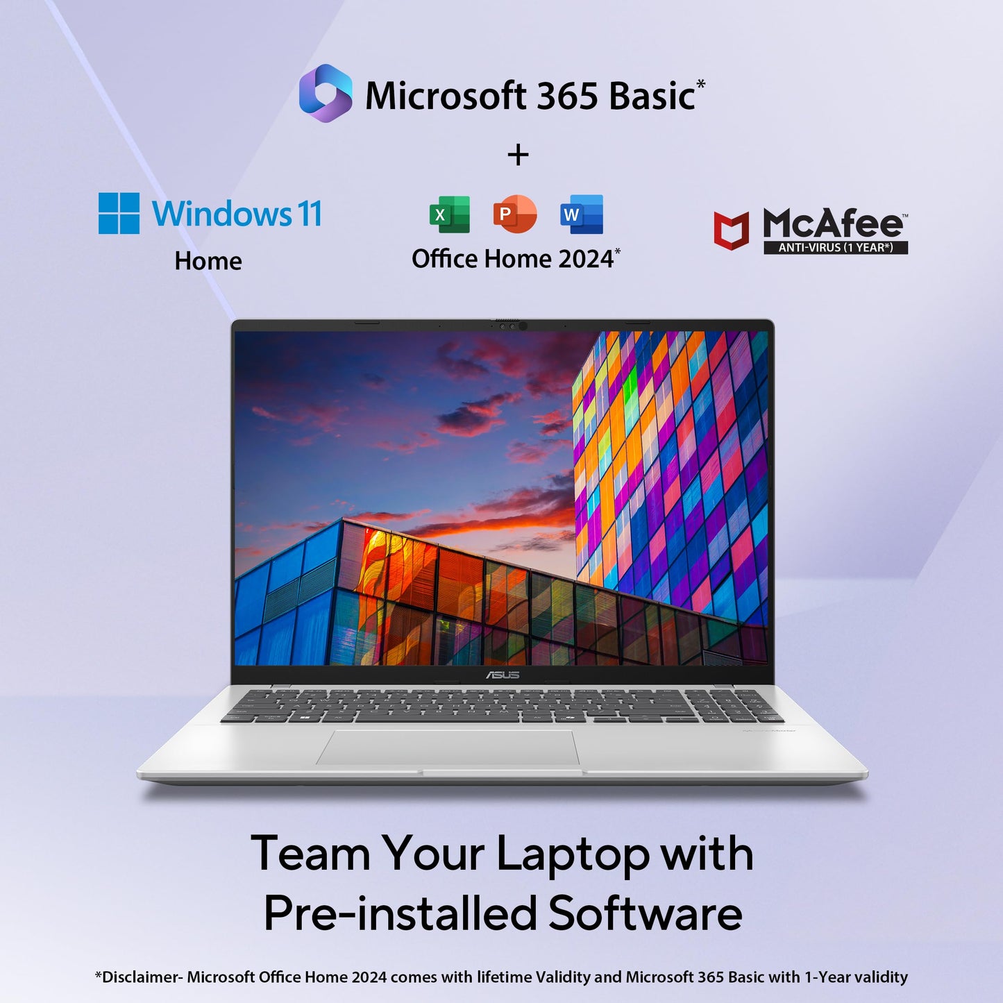 ASUS Vivobook 16, Snapdragon X Processor,(Qualcomm Adreno iGPU/16GB RAM/512GB SSD/Windows 11 Home/MS Office 365 Basic (1Year)*/16" FHD+/AI PC/Cool Silver/1.88 kg), X1607QA-MB050WS