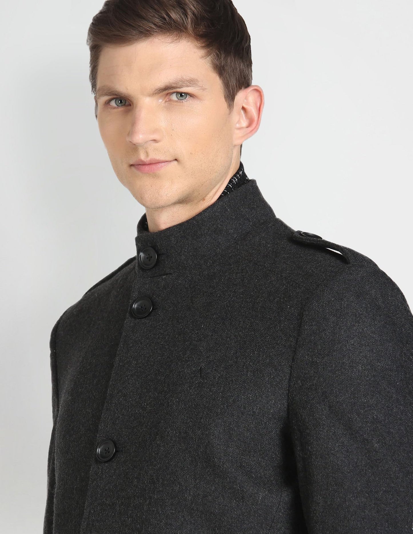 Arrow Wool Men's Standard Length Trench Coat (ASAGJK4797_Charcoal, 2XL