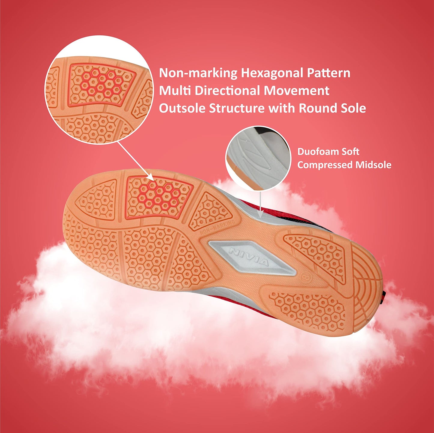 Nivia Appeal Badminton Shoes for Mens|Non-Marking Round Sole with Breathable mesh with PU Coated Synthetic Upper for Sports, Badminton, Volleyball, Squash, Table Tennis (Maroon/SIL), 10