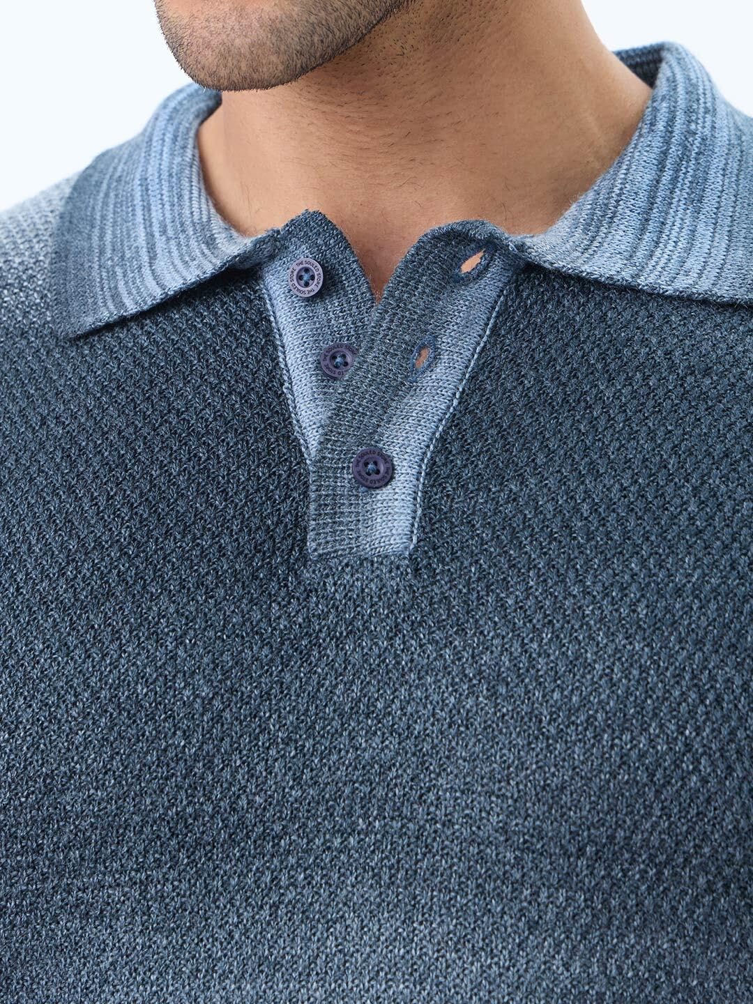 The Souled Store: Everyday Polo: Slate Men and Boys Short Sleeve Spread Collar Slate Gradient All-Over Acrylic Regular Fit Breathable Knit Texture Lightweight Polos