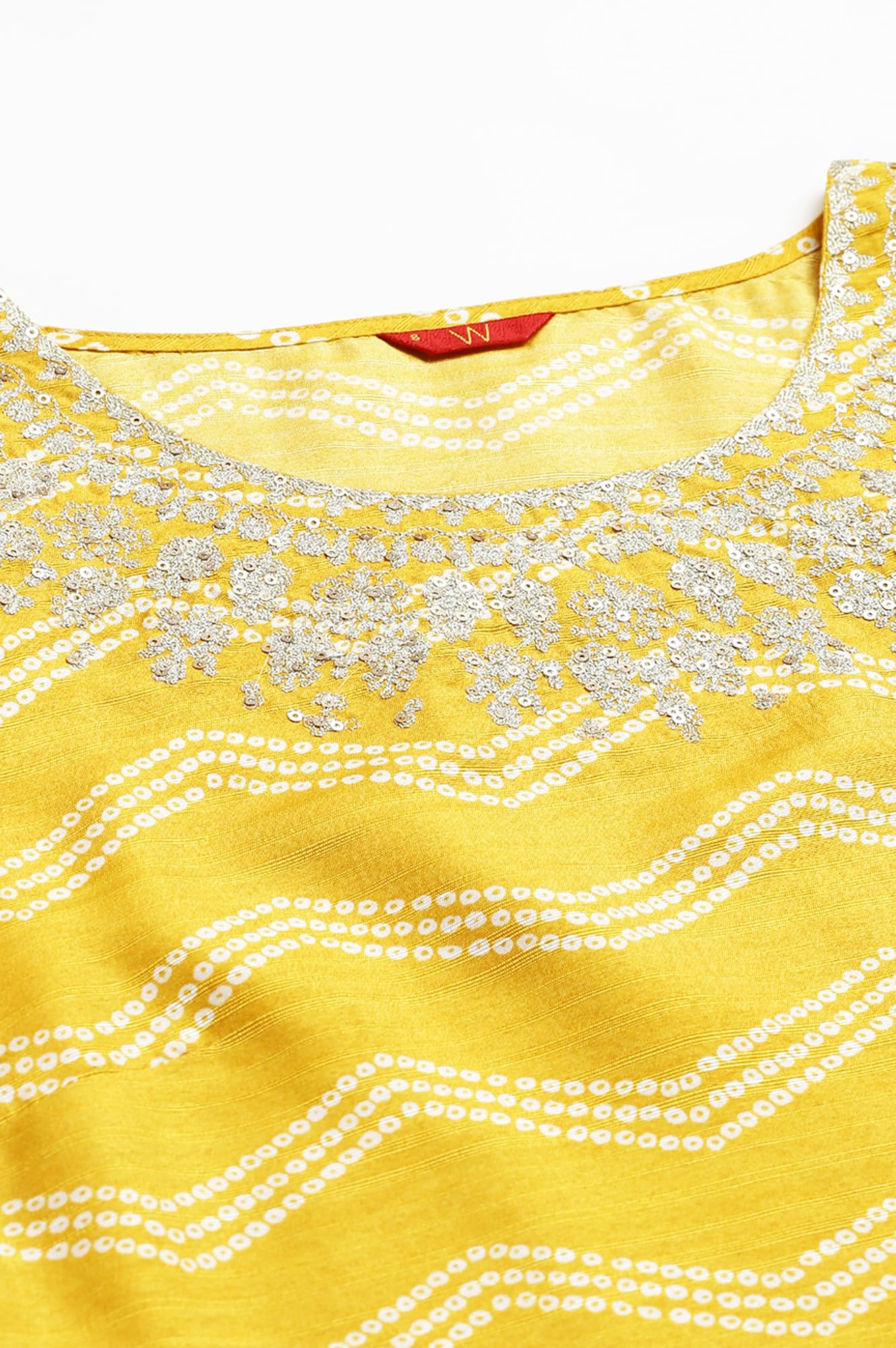 W Women's Silk Kurta and Trouser Set (22AUWS18282-119632_Marigold Yellow_M)