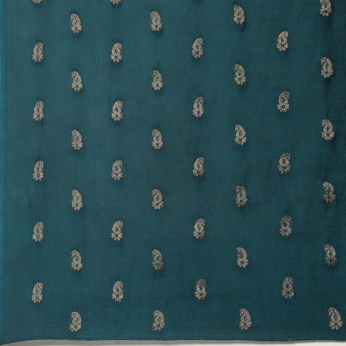 BIBA Women EMBROIDERY STRAIGHT SALWAR KURTA DUPATTA(SKDVELVET E9314_TEAL_42)