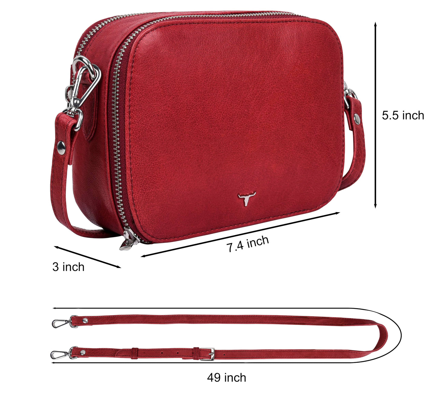 URBAN FOREST Emma Red Leather Sling Bag for Women