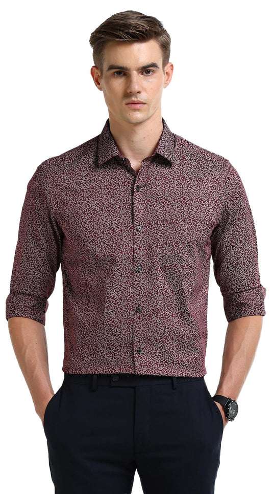 Arrow Men's Slim Fit Shirt (ARAEOSH1720_Maroon