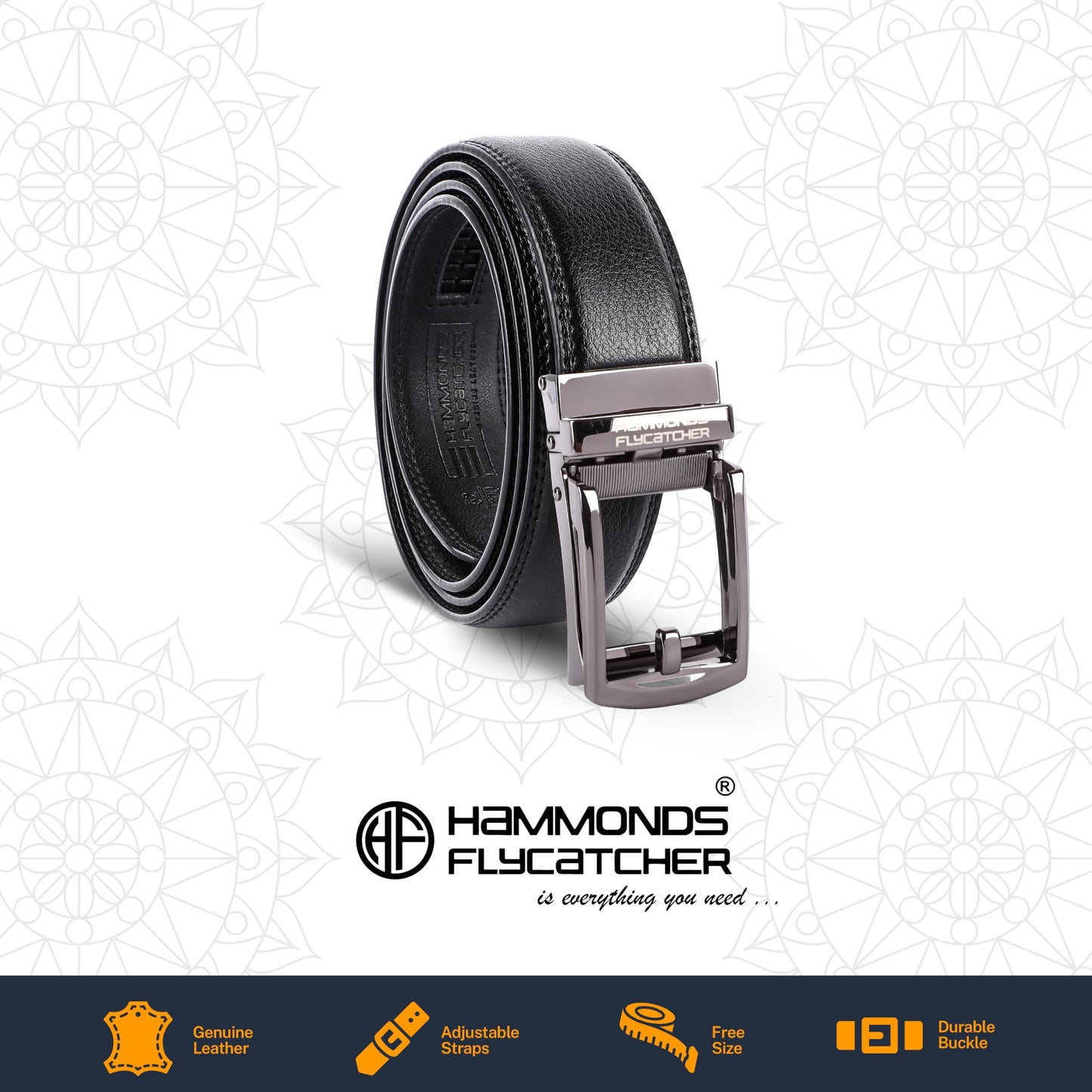 HAMMONDS FLYCATCHER Gift for Men Combo - Genuine Leather Wallet and Belt Combo Box - Leather Belt- Birthday Special & Unique Gift Ideas for Husband, Boyfriend, Teachers, Father - Blics Black