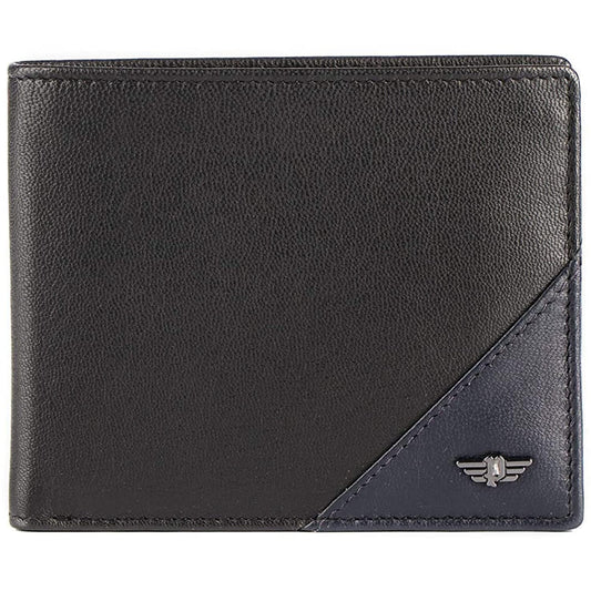 Police Men’s Genuine Leather Bi-Fold Wallet I Coin Pocket & Card Slots I Navy / Black_(B09NM7LB4Q) (Jet Black/Jet Navy)