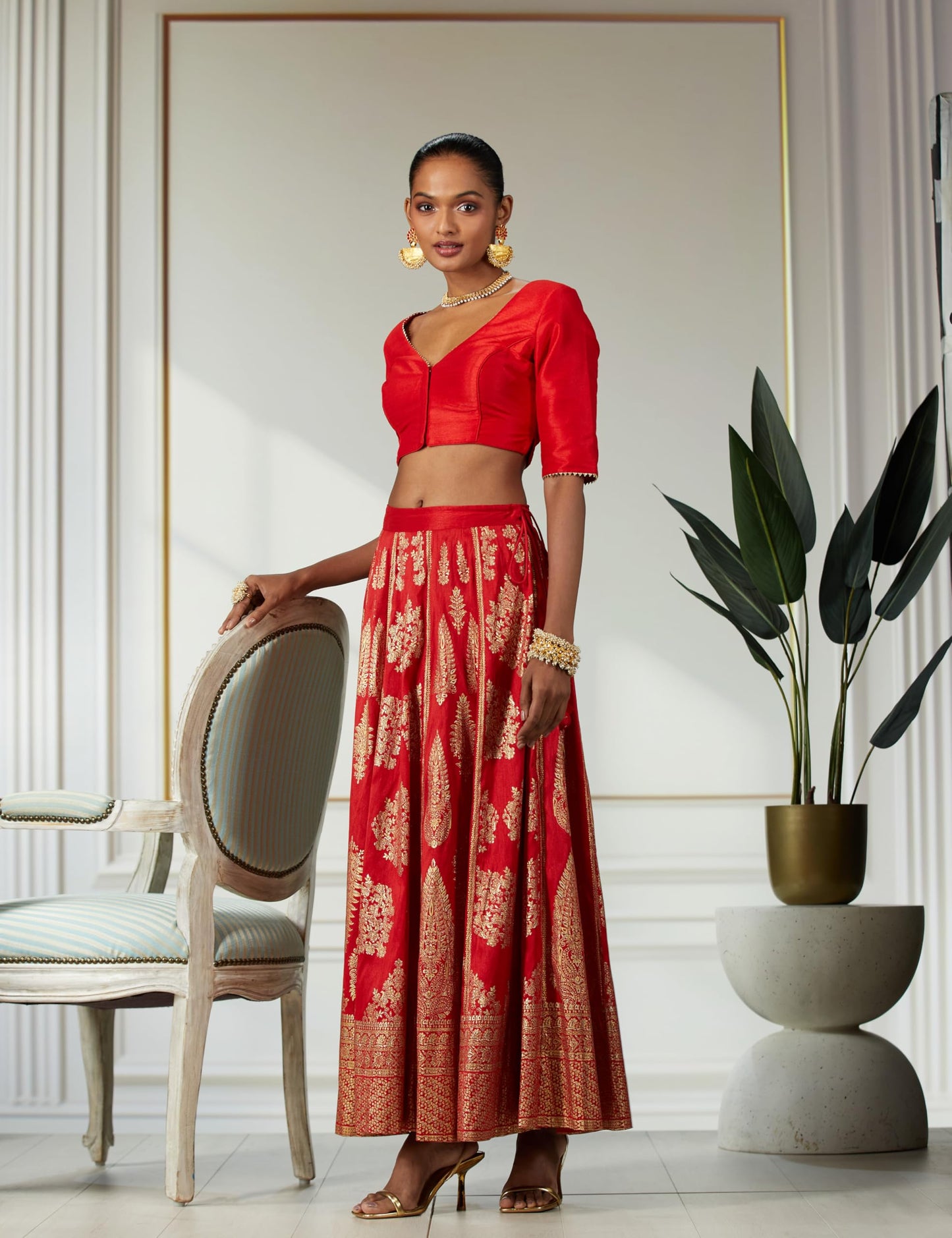 BIBA Women Printed Mix and Match(Skirt CO19862_RED_M)