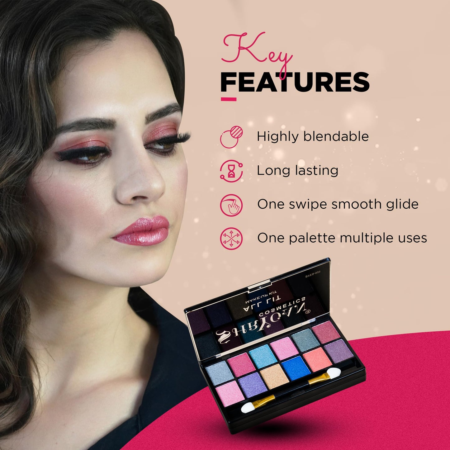 Shryoan All Lit Make-up Kit With 18 Eyeshadow & 3 Highlighter Powder Make-up Palette | Highly Pigmented Pocket Friendly Make-Up Kit | (20 gm) (Shade 01)