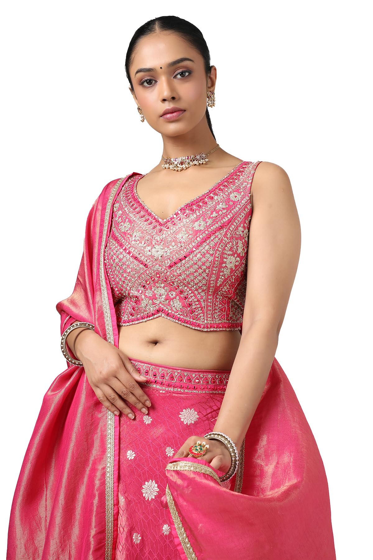 Soch Women's Pure Georgette Lehenga Choli (OWS5CD21620A_Fuchsia_XL)