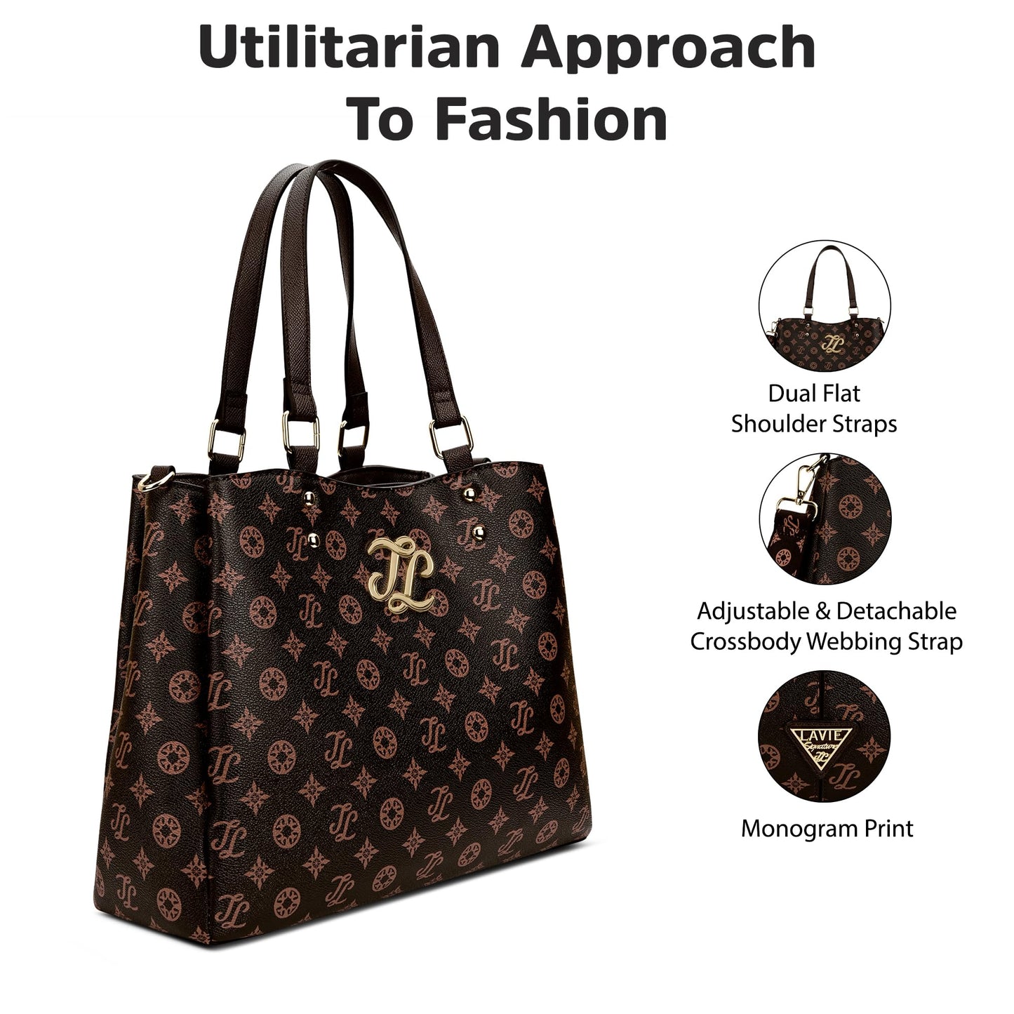 Lavie Signature Women's Albany 3 Compartment Satchel Bag | Satchel Handbag for Work | Ladies purse | Stylish Shoulder Bag | Gift for Women