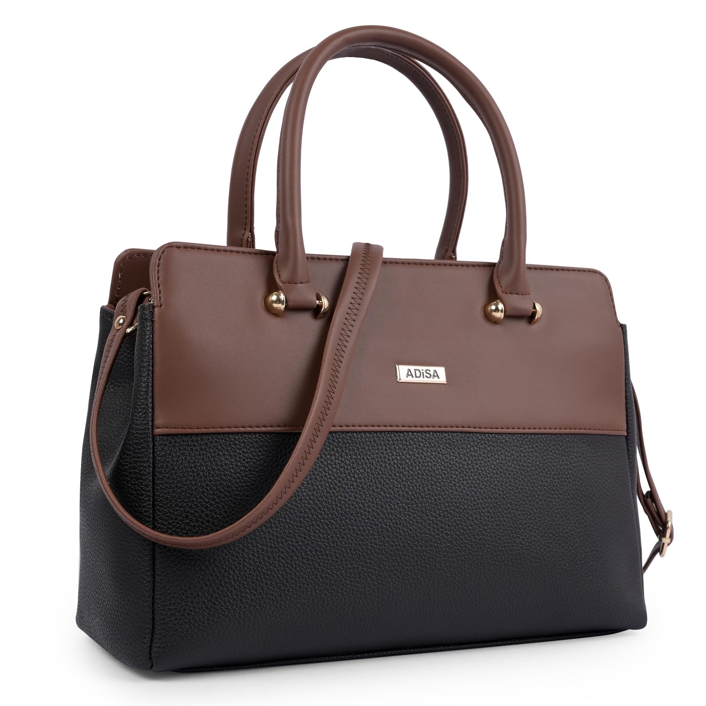 ADISA Color Block handbag shoulder bag satchel for women and girls with sling belt (AD4088-BLA)