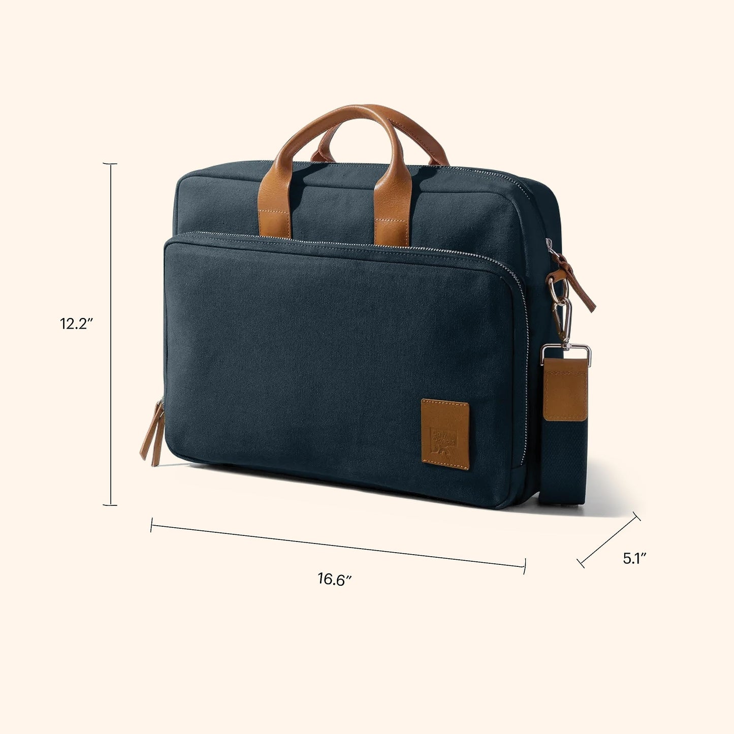 DailyObjects 100% Cotton Canvas Commute Laptop Messenger Bag for Men & Women | Travel Shoulder Handbag With Trolley Sleeve | Metal Zip Closure | Leather Handles | Padded Laptop Compartment For 16"