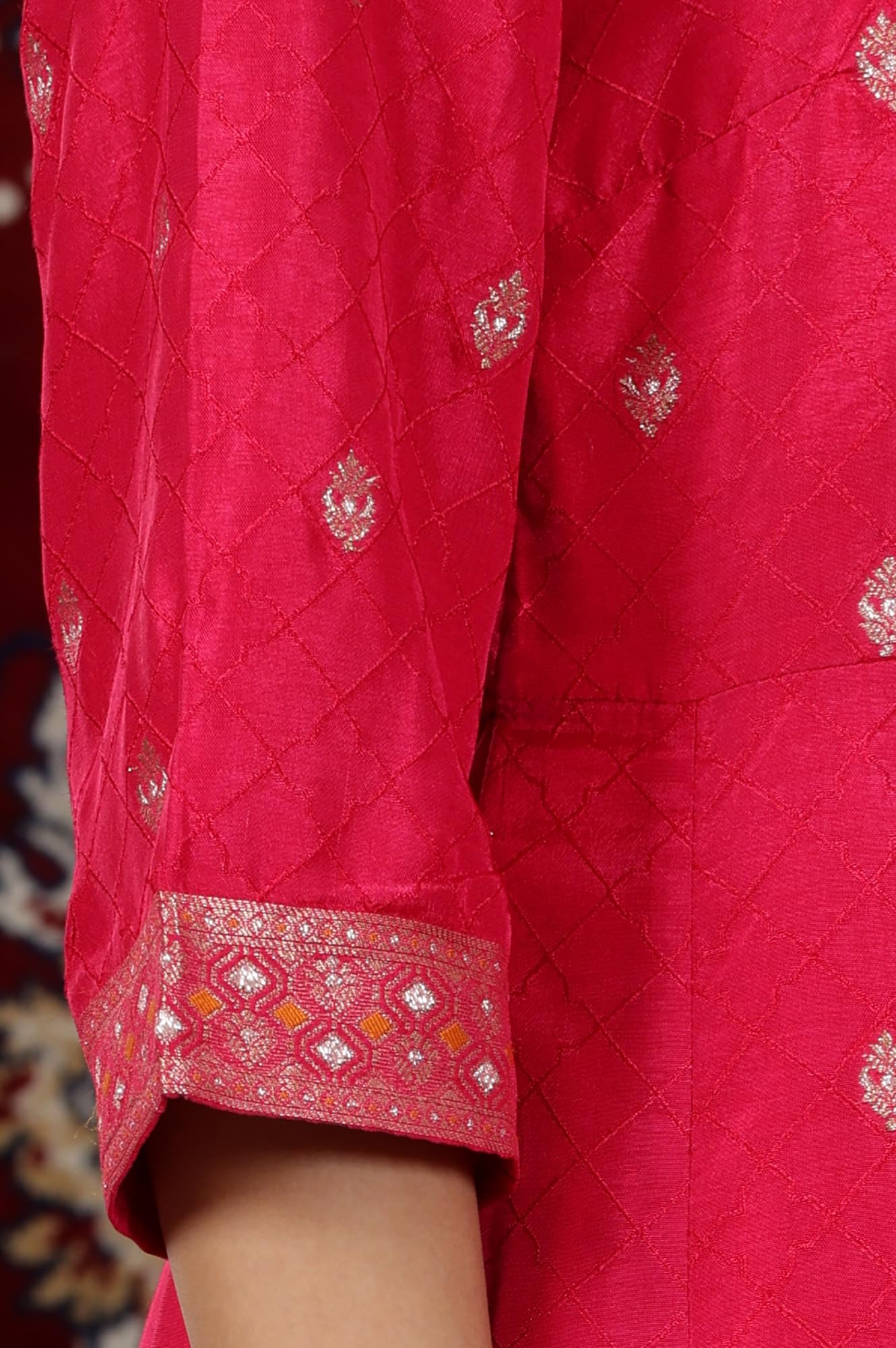 Aurelia Women’s Geometric Printed A-Line Kurta Set with Palazzos and Dupatta for Women