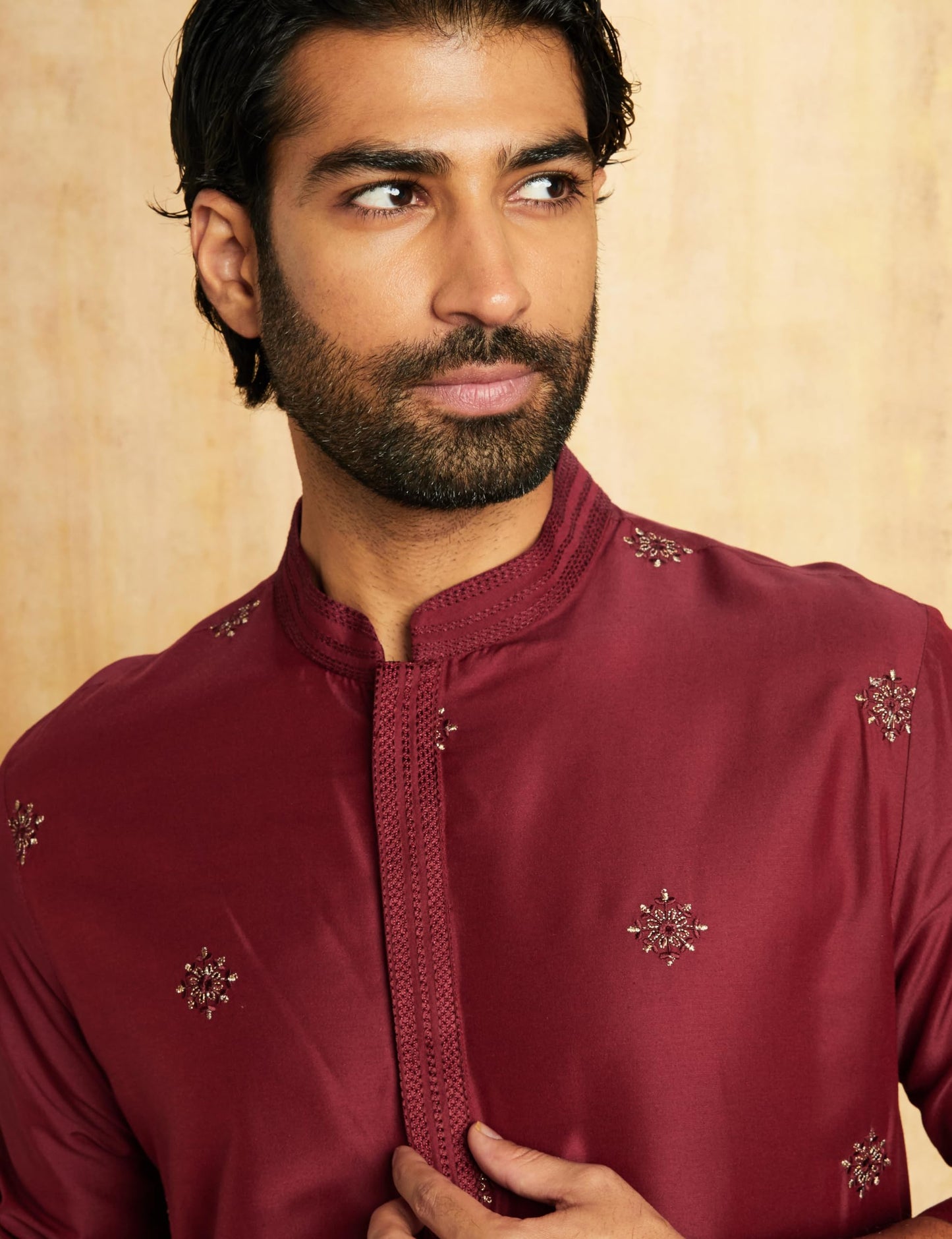 Amazon Brand - Symbol Men's Knee Length Festive Kurta 41"_Sy-A23-Mna-Fkt-102_Maroon1_2XL