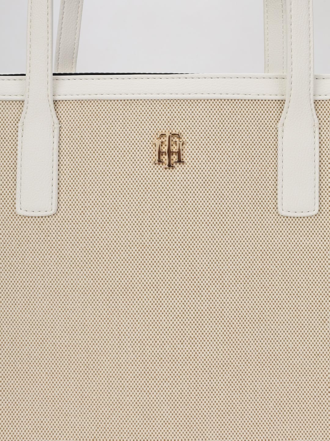 Tommy Hilfiger Solid White Polyester Tote Bag