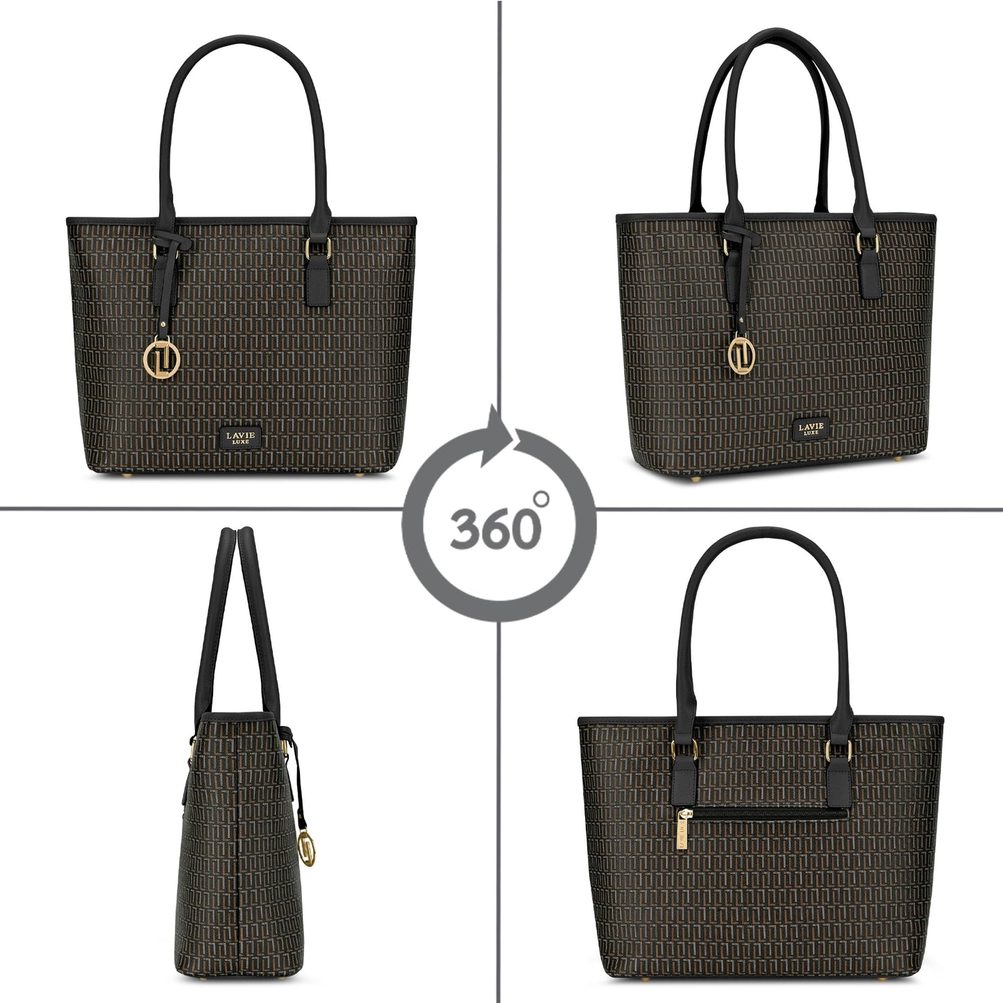 Lavie Luxe Women's Sherry25 Pro Monogram Laptop Handbag for Women | Fits Upto 15 Inch Laptop | Laptop Bag for Work | Ladies purse | Stylish Shoulder Bag | Gift For Women