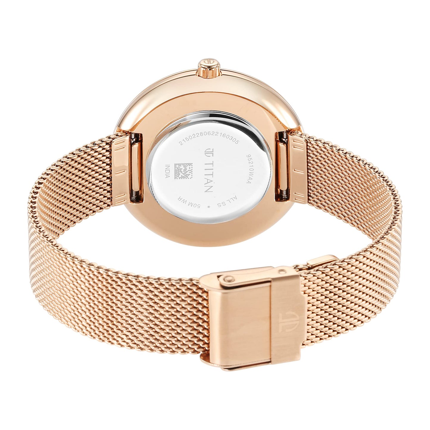 Titan Glitz Rose Gold Dial Stainless Steel Strap Analog Watch for Women-NS95210WM01