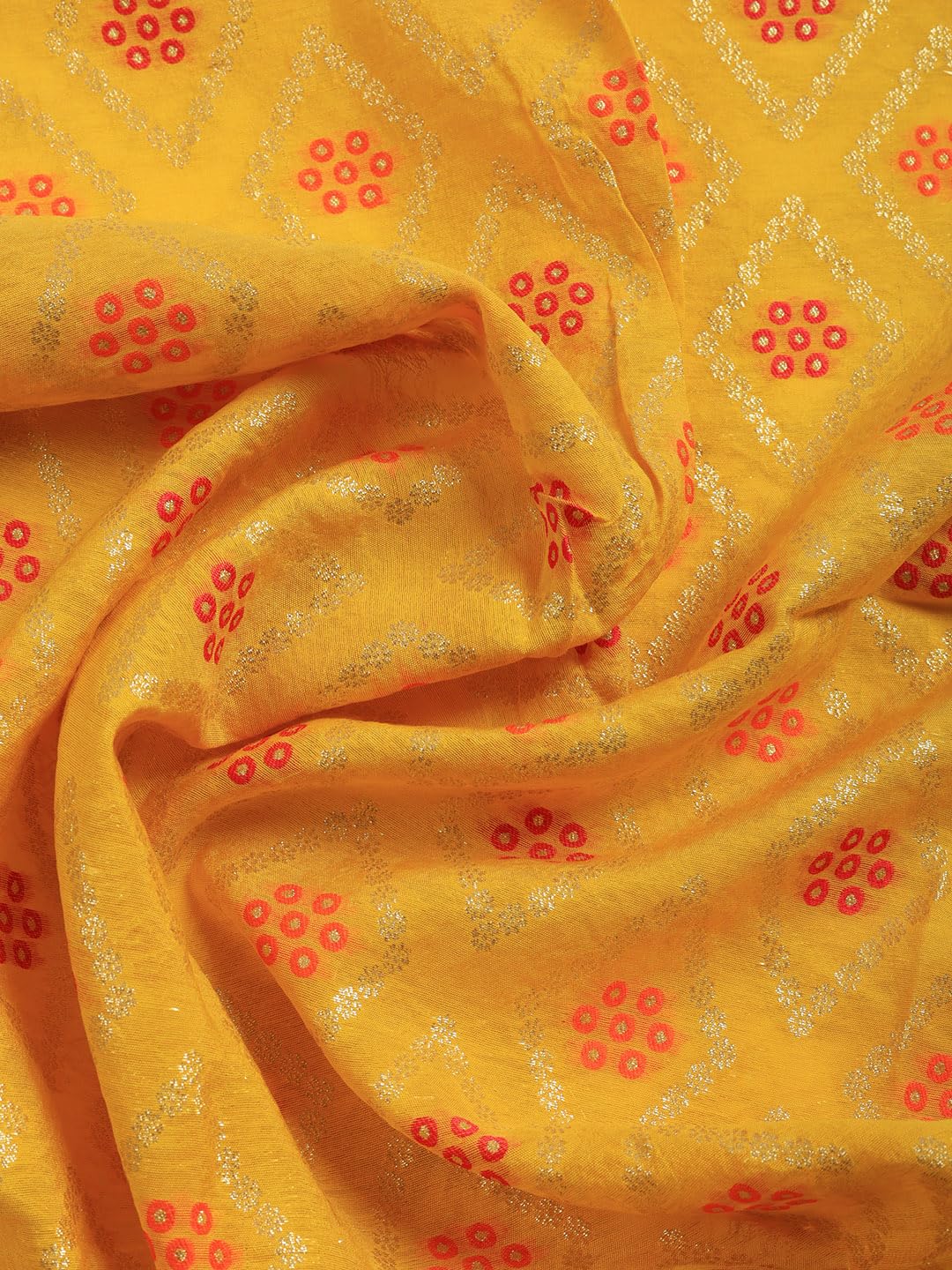 Meena Bazaar Printed Cotton Unstitched Kurta with Bottom & Dupatta