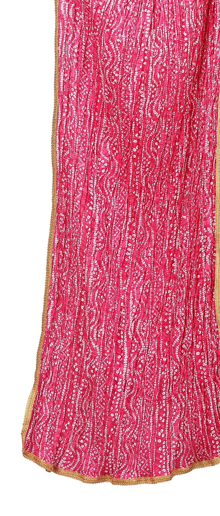 Studio Shringaar Women's Vegan Silk Crushed Bandhni Dupatta (42" X 2.5 Meters,Pink)