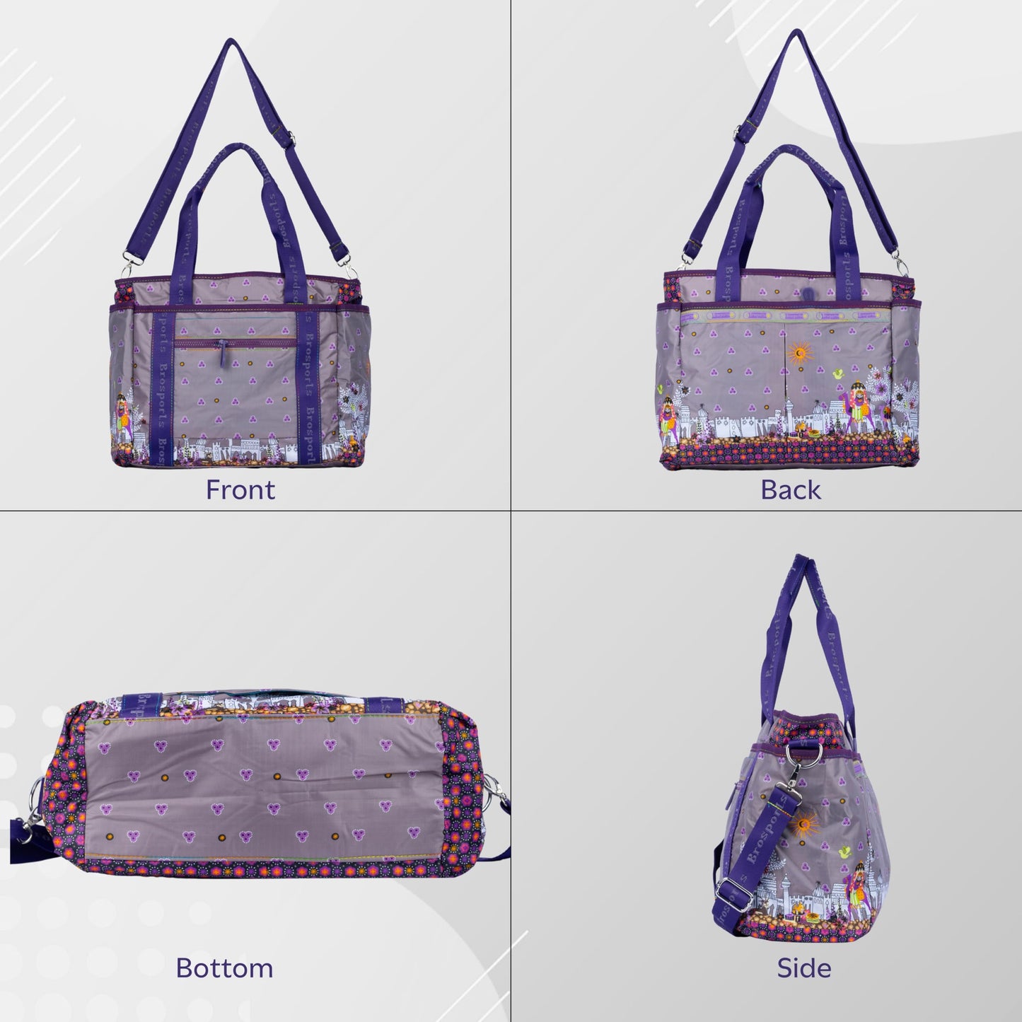 MISTYCDEP Nylon Handbag For Women Fashion Top Handle Tote Bag Multi Layer Shoulder Laptop Bag Work Bag Diaper bag For Women Carry On Shoulder Bag With Compartments Zipper (purple)
