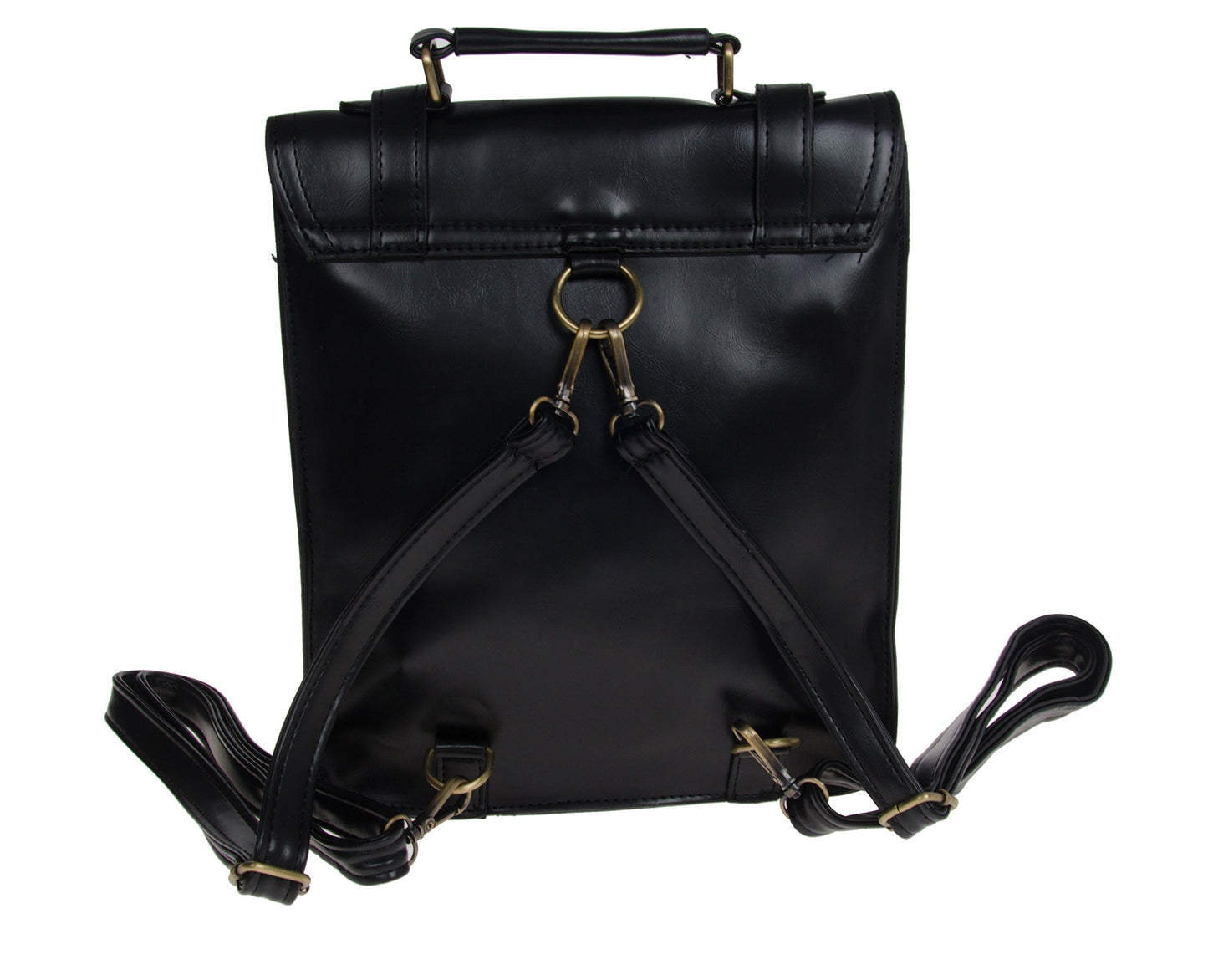 Artisan Crafted Leather Look Messenger Bag/Handbag Backpack/Office Bag/Shoulder Bag (Black) with Removable Straps For Women/Girls