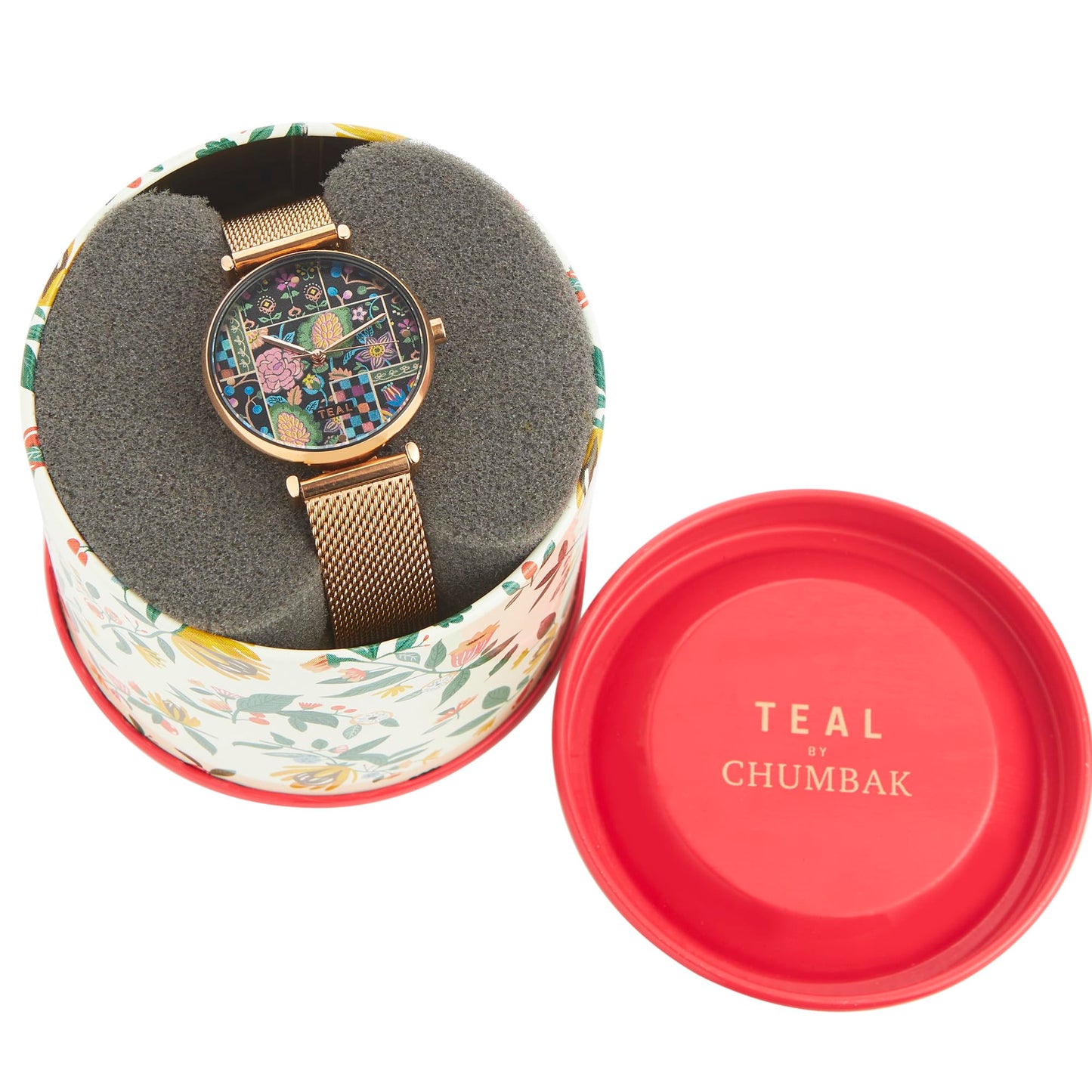 TEAL BY CHUMBAK Round Dial Analog Watch for Women|Jungle Jumble Collection| Stainless Steel Strap|Gifts for Women/Girls/Ladies |Stylish Fashion Watch for Casual/Work - Black