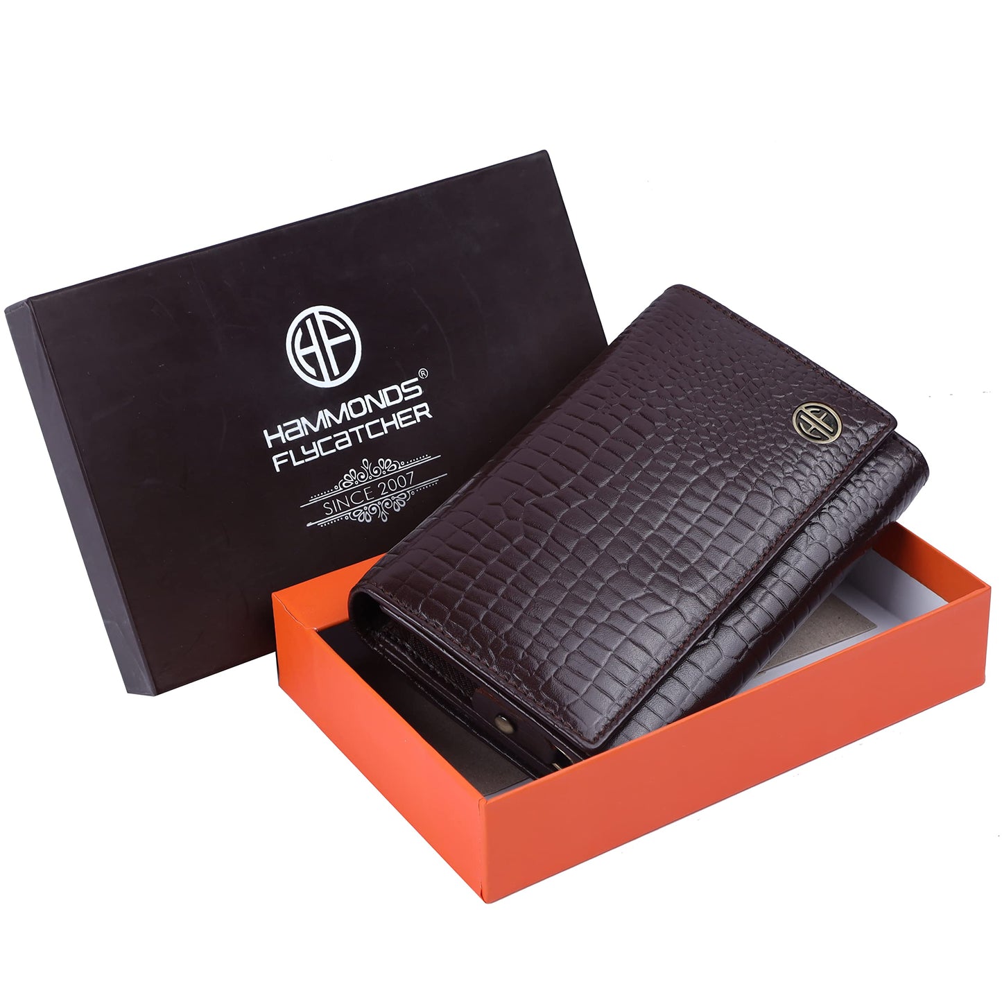 HAMMONDS FLYCATCHER Wallet for Women - Choco Brown Genuine Leather Purse for Women with RFID Protection, 8 Card Slots, and 5 Compartments - Ladies Wallet with Button Closure - Women's Wallet