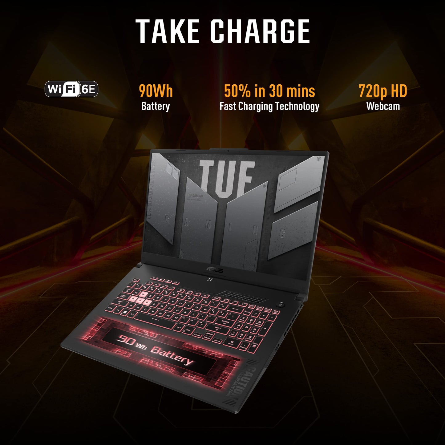 ASUS TUF Gaming F15, 15.6" FHD 16:9, 144Hz 250nits, Intel Core i7-13620H 13th Gen, Gaming Laptop (16GB RAM/512GB SSD/RTX 4050/Windows 11/Office Home/90WHr Battery/Mecha Gray/2.2 Kg), FX507VU-LP210WS