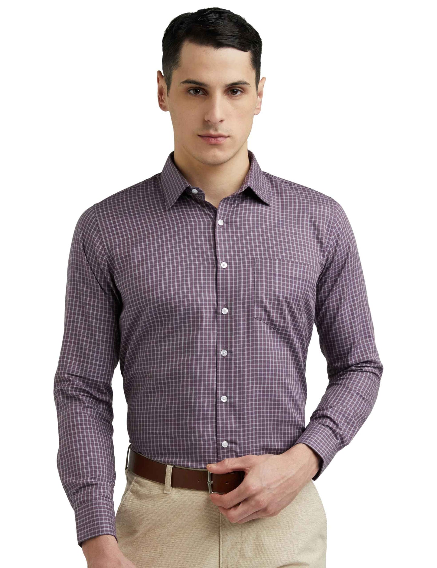 Van Heusen Men's Checkered Slim Fit Shirt (VHSFRSLBX71474_Multicolour 40)