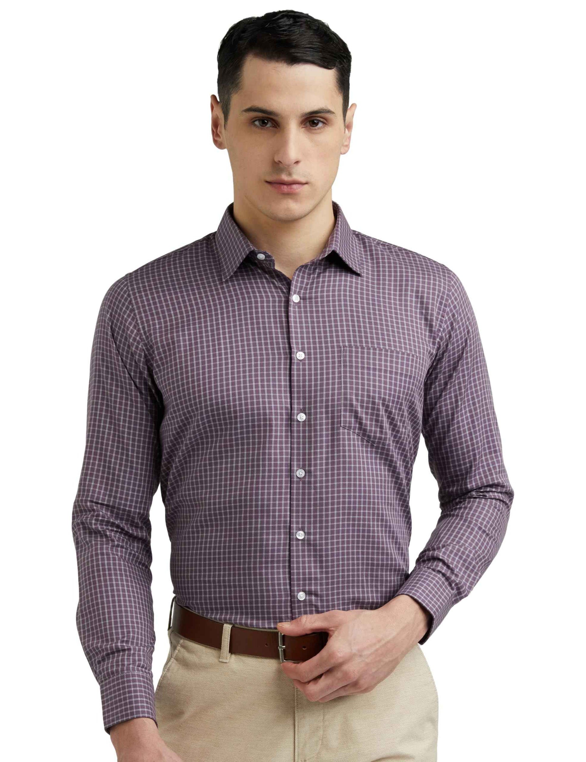 Van Heusen Men's Checkered Slim Fit Shirt (VHSFRSLBX71474_Multicolour 40)