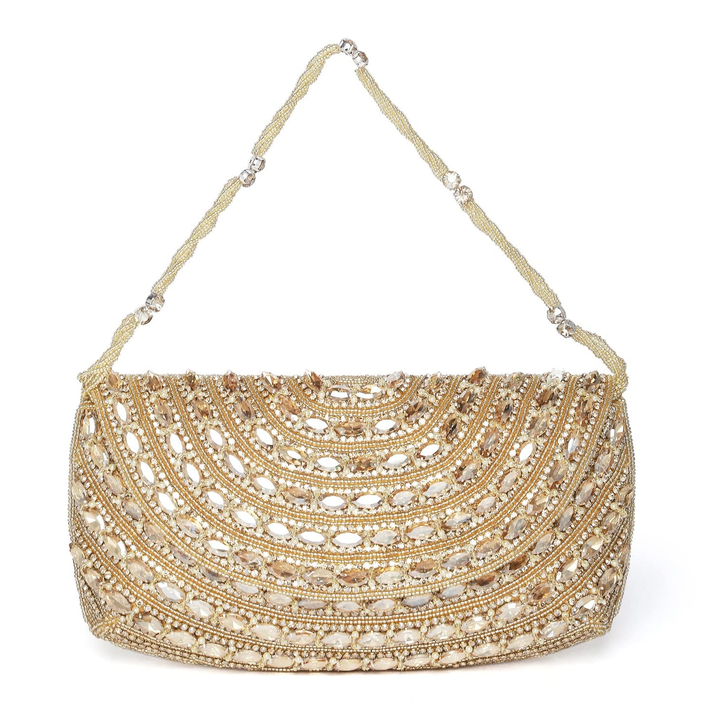 Peora Gold Clutch Purses for Women Wedding Handmade Evening Handbags Party Bridal Clutch (C95G)