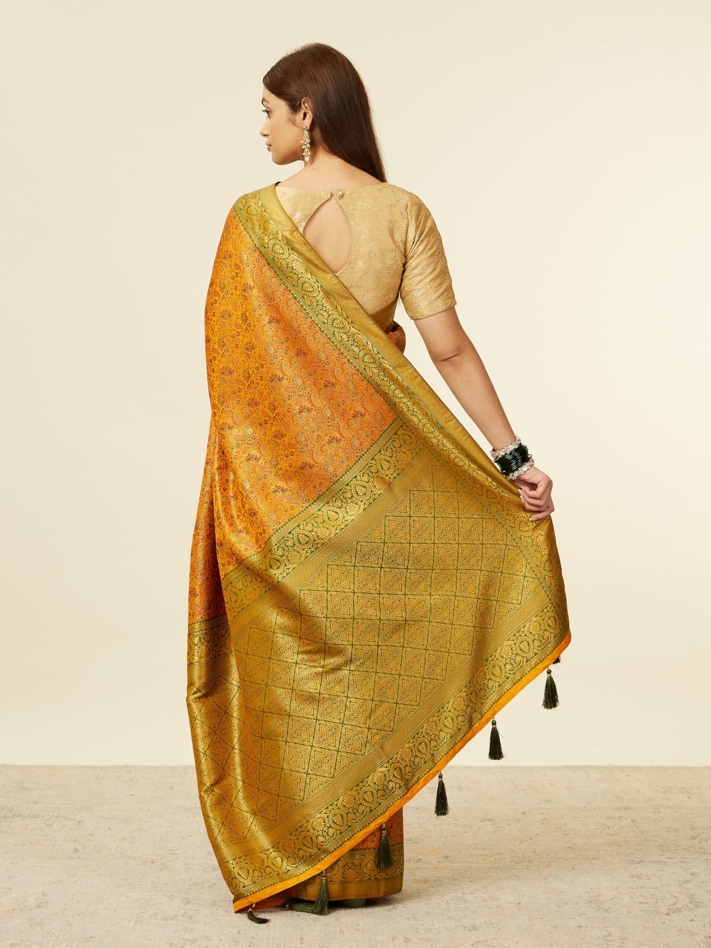 MOHEY Women's Mustard Yellow Art Silk Zari Weave Saree (MUSTARD YELLOW)