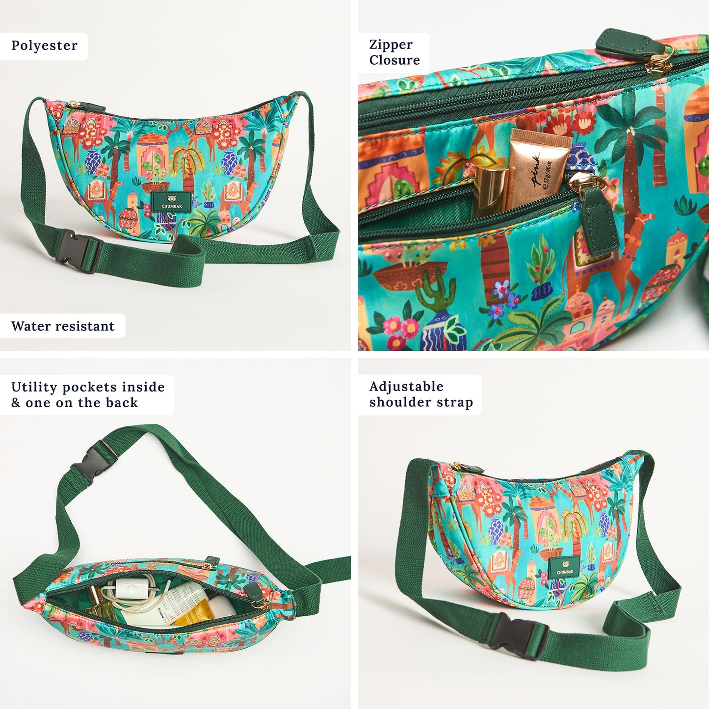 Chumbak Trippy Shoulder Bag - Jaipurscape, Digital Nomad, Fanny Bag for Women and Girls Crossbody Purse Bag, Adjustable Strap, Mini Makeup Pouch