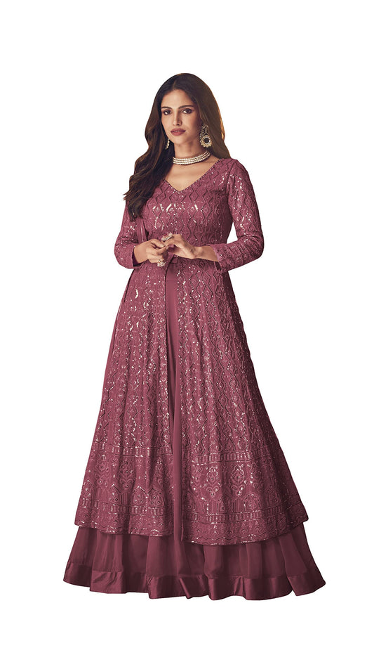 RUDRAPRAYAG anarkali georgette and santoon straight suits for women | anarkali suit for women readymade | gown in Clothing & Accessories (BADAMI)