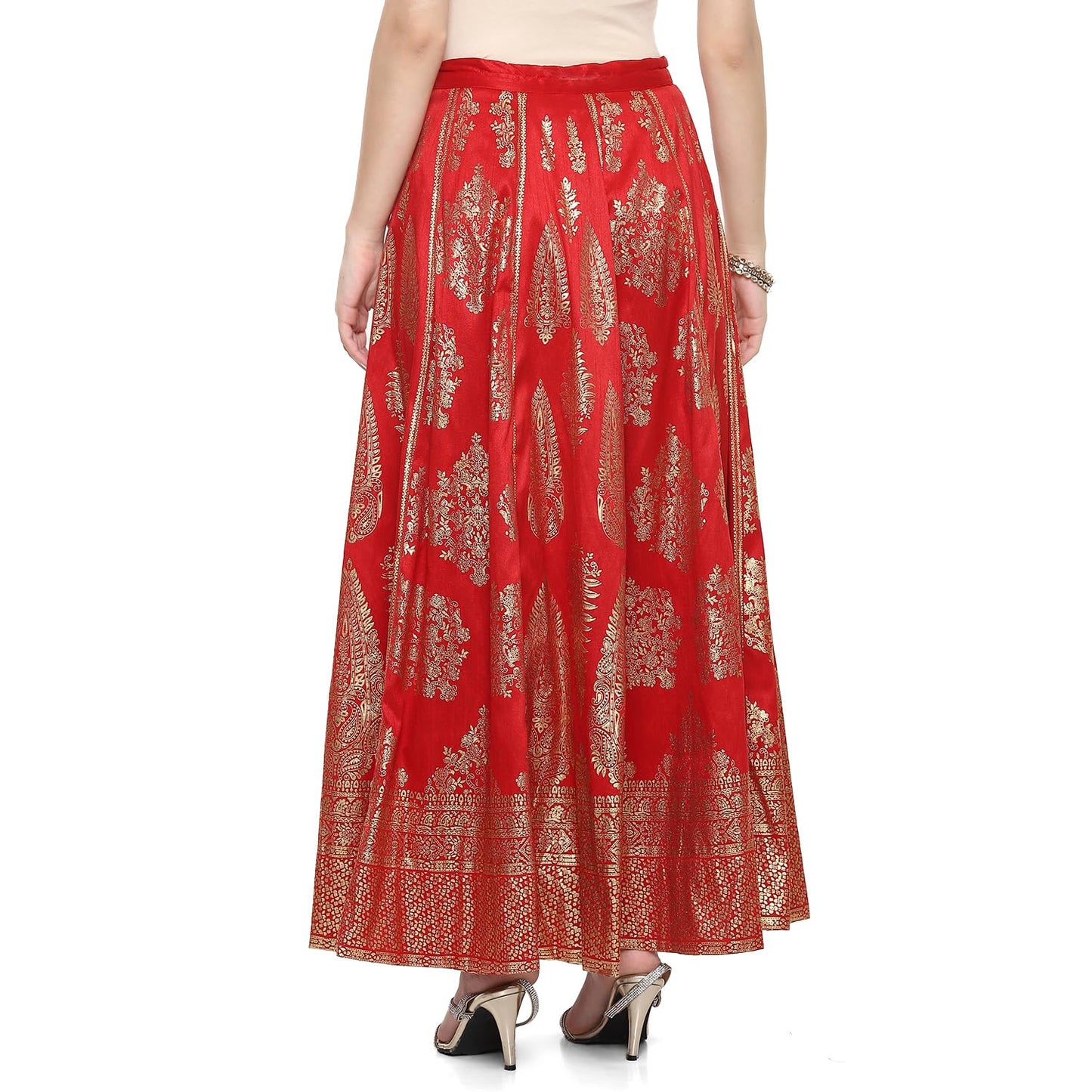 BIBA Women Printed Mix and Match(Skirt CO19862_RED_M)