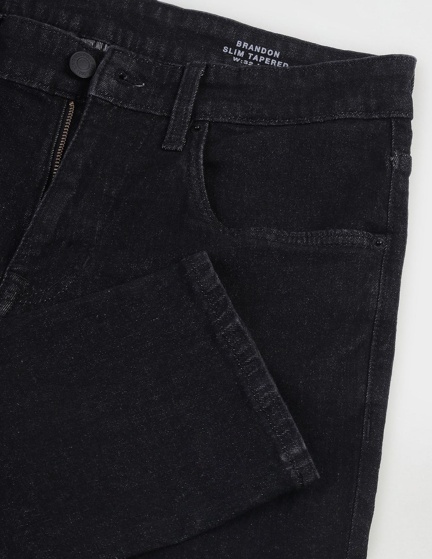 U.S. POLO ASSN. Men's Brandon Slim Tapered Fit Mid Rise Jeans (UDJENO1805_Black_32)