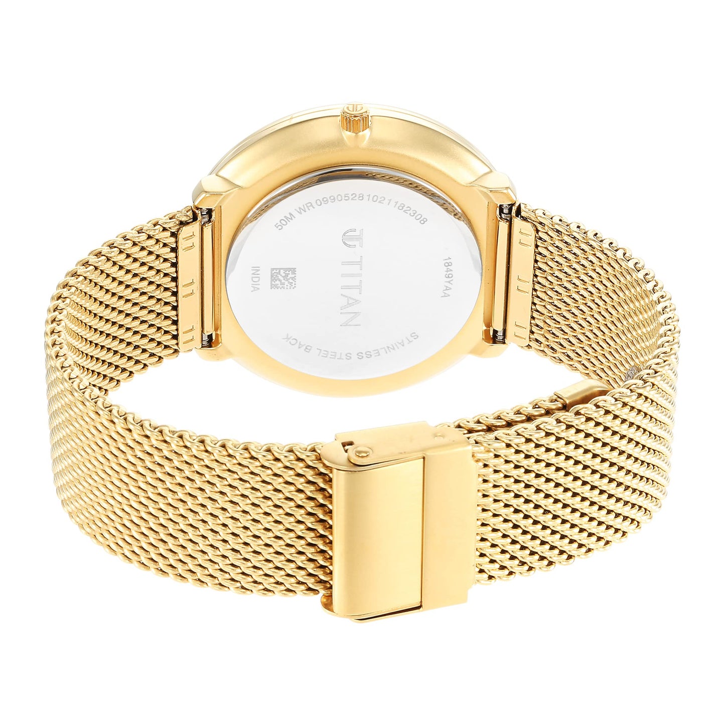 Titan Black and Gold Quartz Analog with Date Silver Dial Stainless Steel Strap Watch for Men-NS1849YM01/NT1849YM01