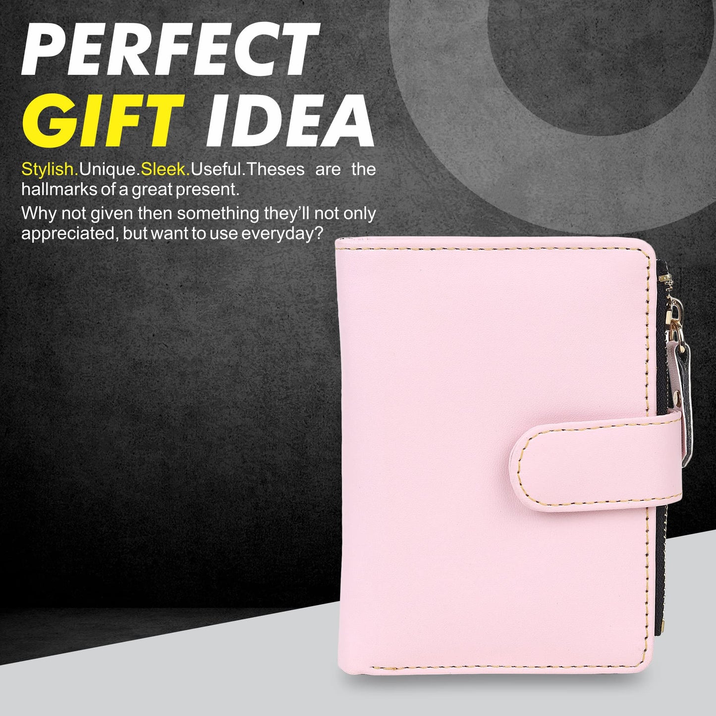 TnW PU Leather Mini Zipper Wallet for Women (Baby Pink)