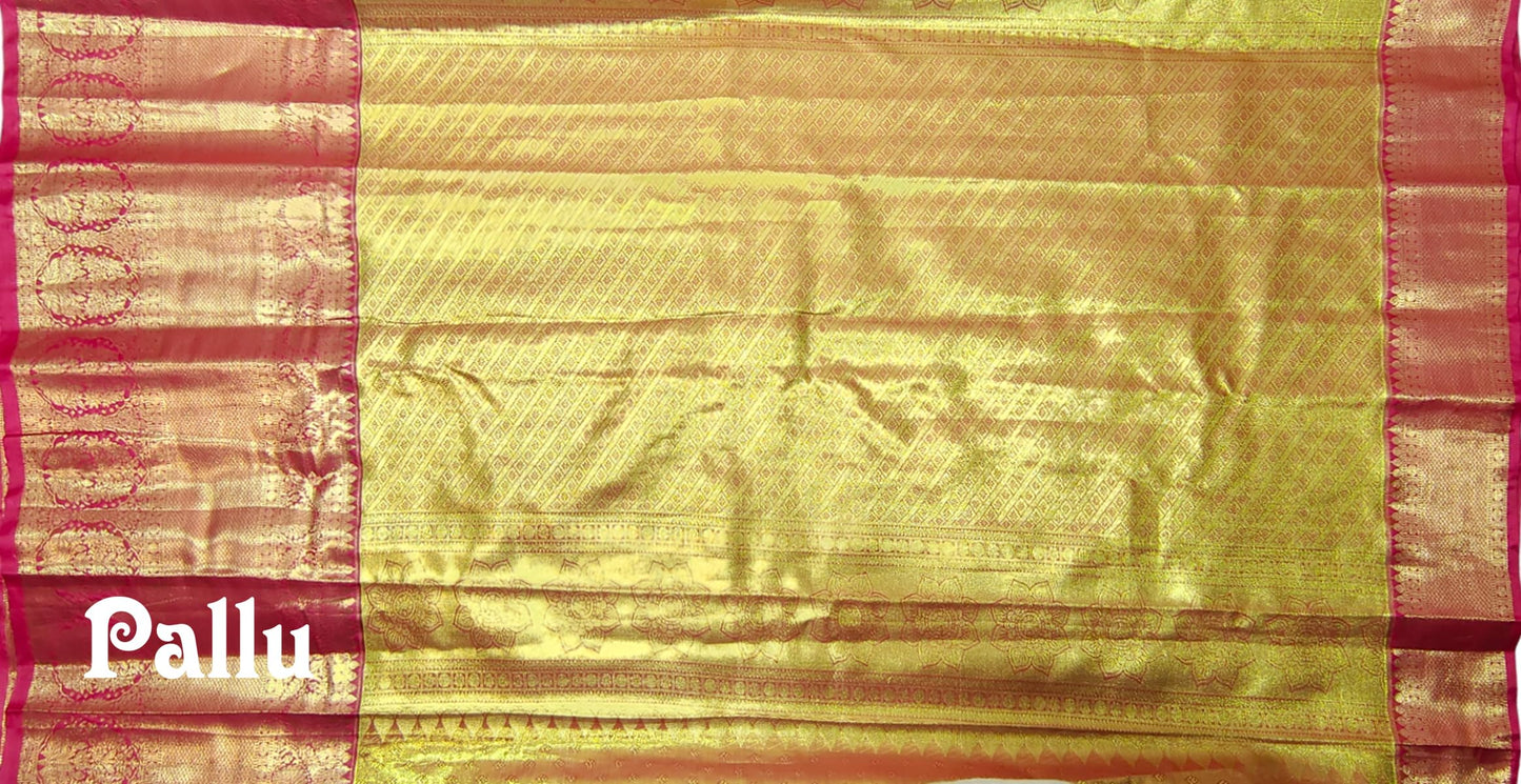 VFCollections Women's Kanchipuram Silk Pure Pattu Sarees With Blouse (Red.)